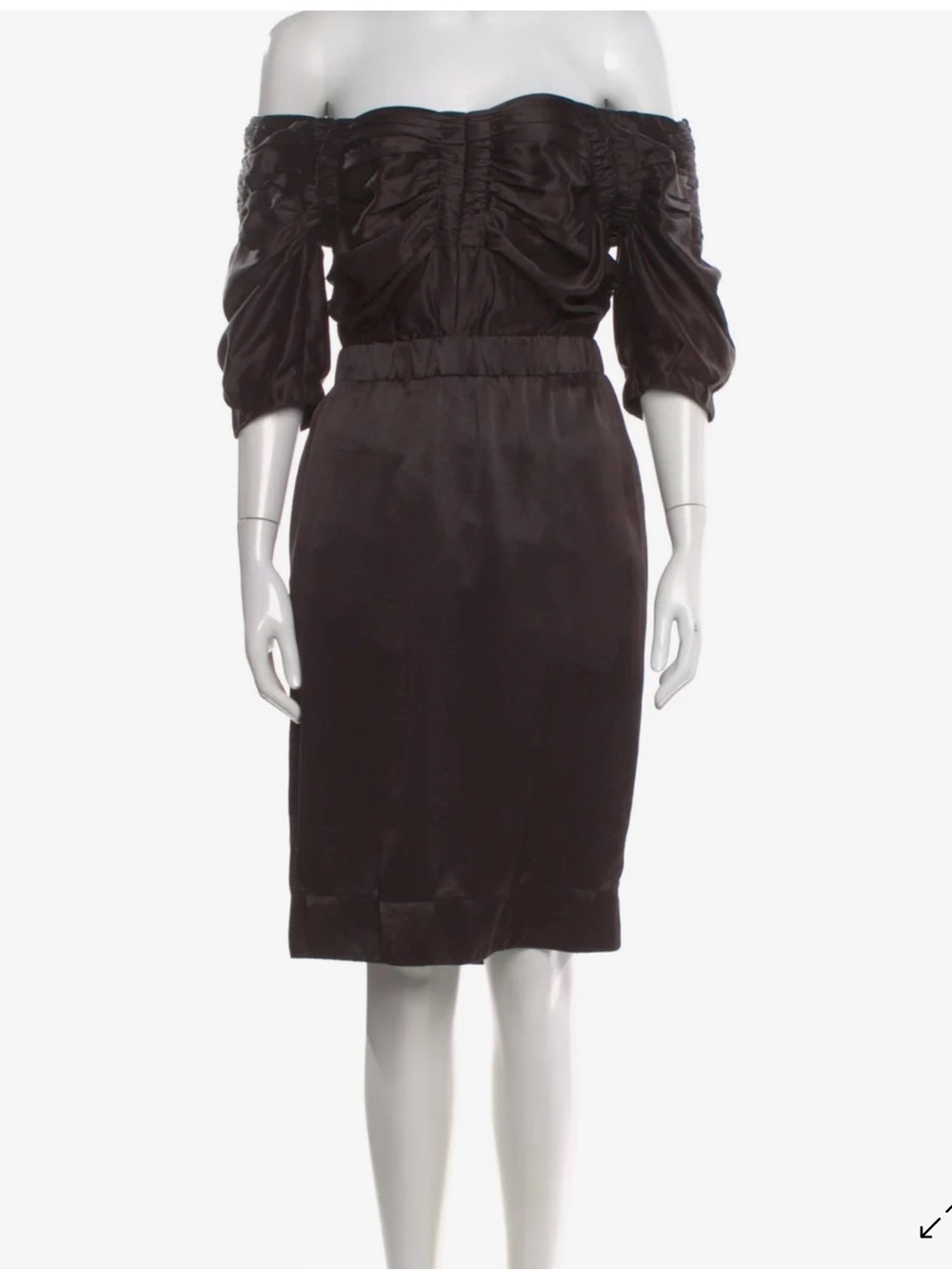 Marc Jacobs Off-Shoulder Black Satin Sheath Dress